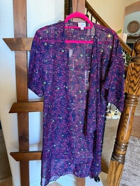 LuLaRoe Purple Floral Sheer Swim Coverup